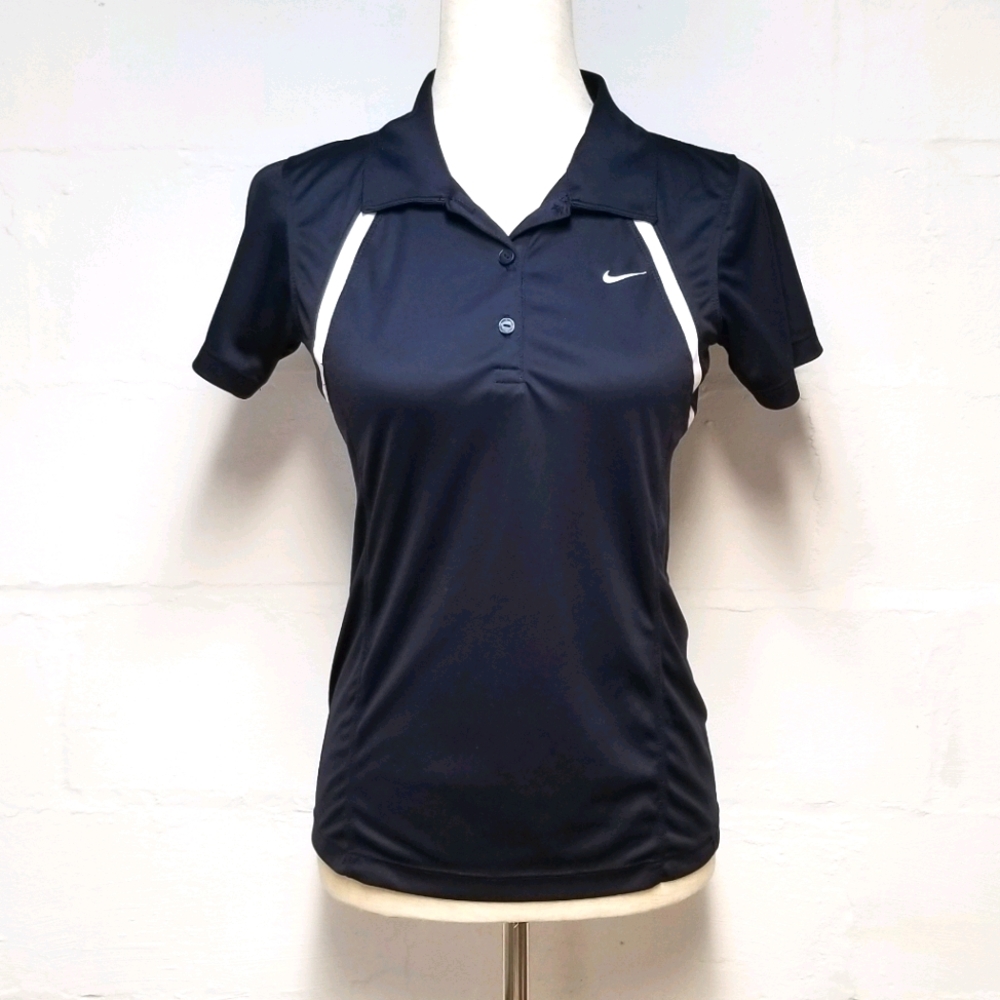 Nike womens Fit Dry navy & white polo shi…